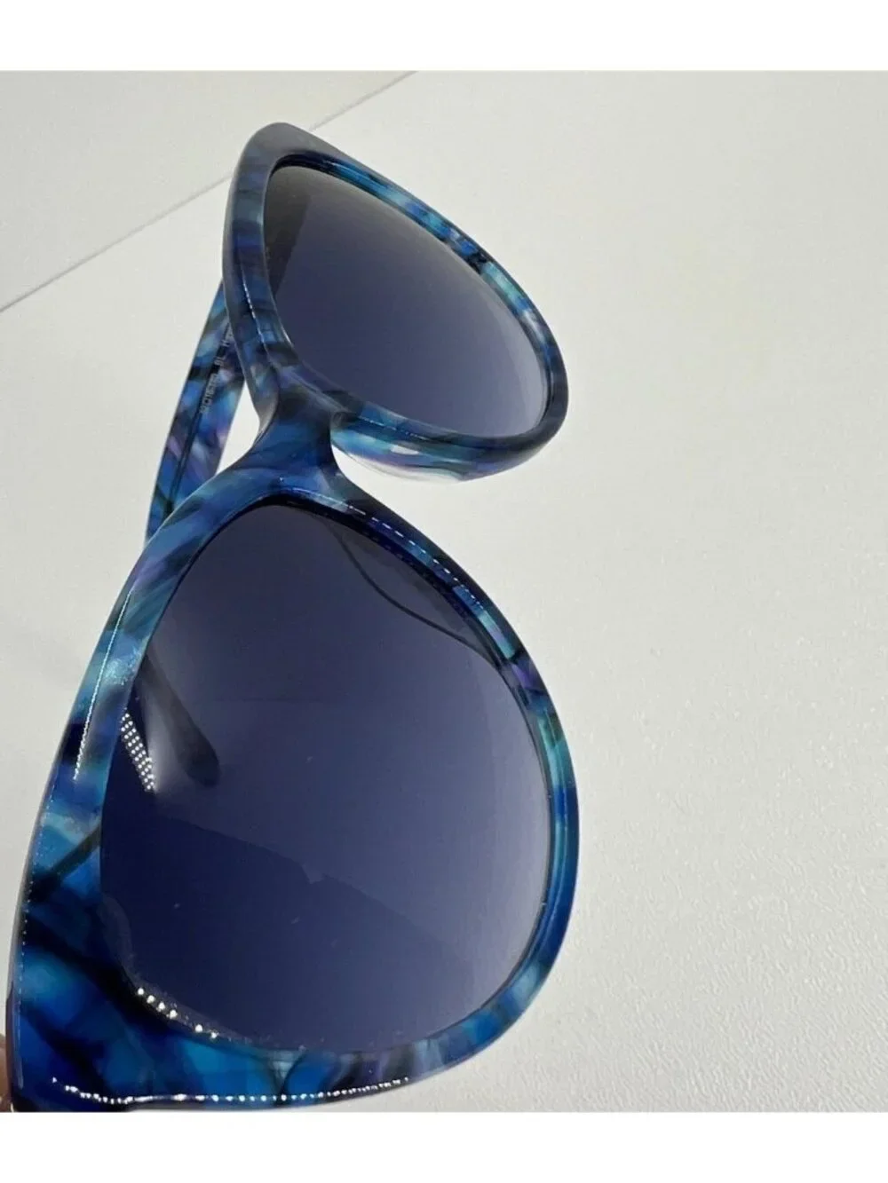 Lilly Pulitzer Havana Cat Eye Sunglasses Womens Gradient Lenses Case Blue Marble